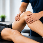 Φυσικοθεραπευτής εφαρμόζει τεχνική Manual Therapy στο γόνατο ασθενούς